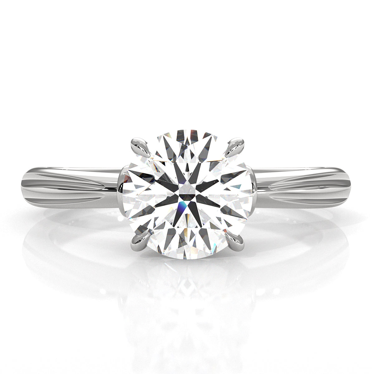 4.2g Ridged Solitaire Prong Set Lab Grown Diamond Engagement Ring IGI Certified 2.6mm 1.00 Ctw.